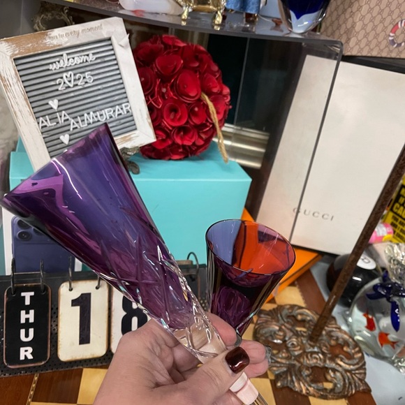 Verawang Waterford Lismore Pops Purple Toasting Flute Pair - Picture 13 of 14